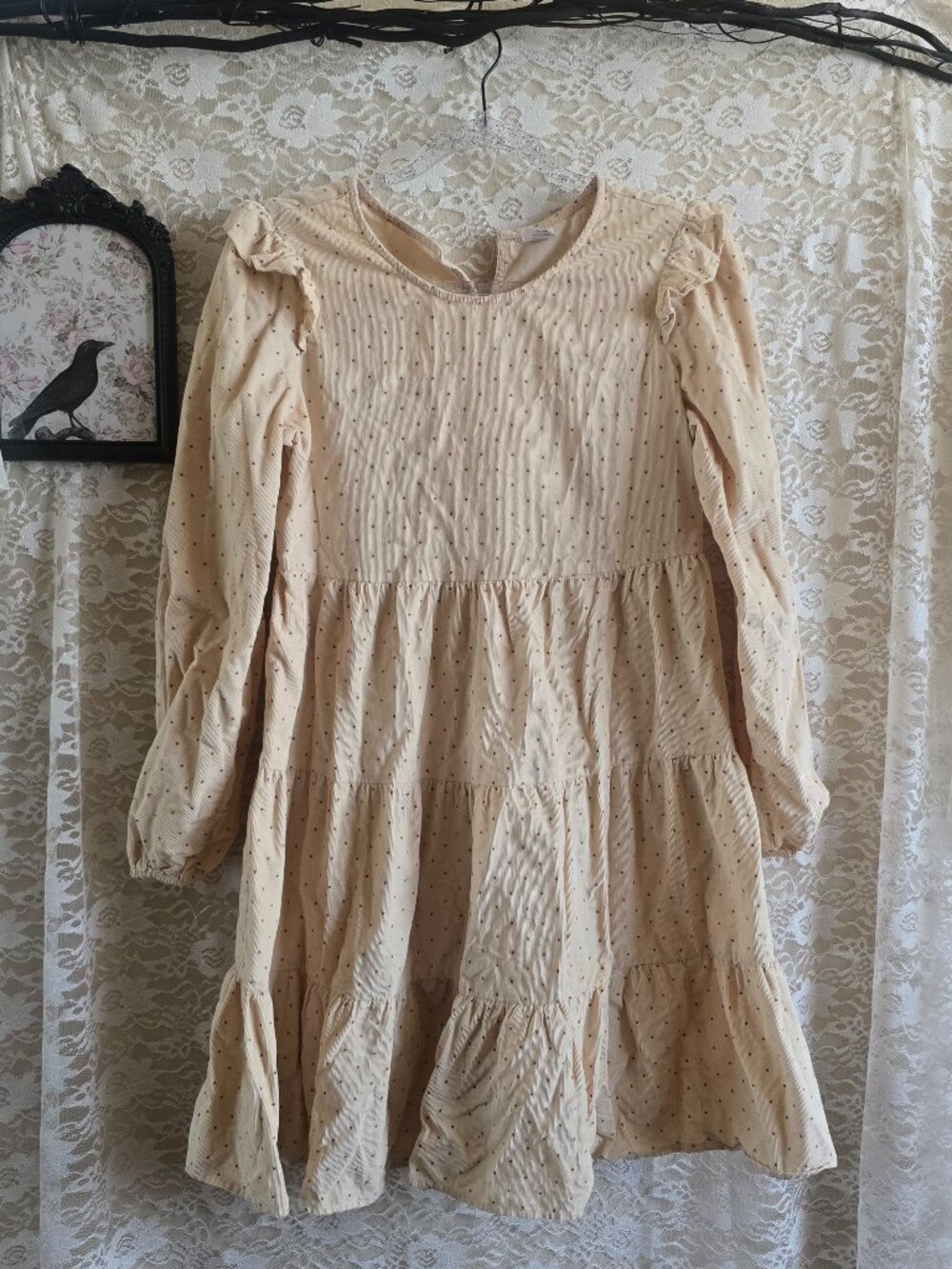 Girls Corduroy Ruffle Dress - Whimsy - Fairy - Indie - Festival - Cottage